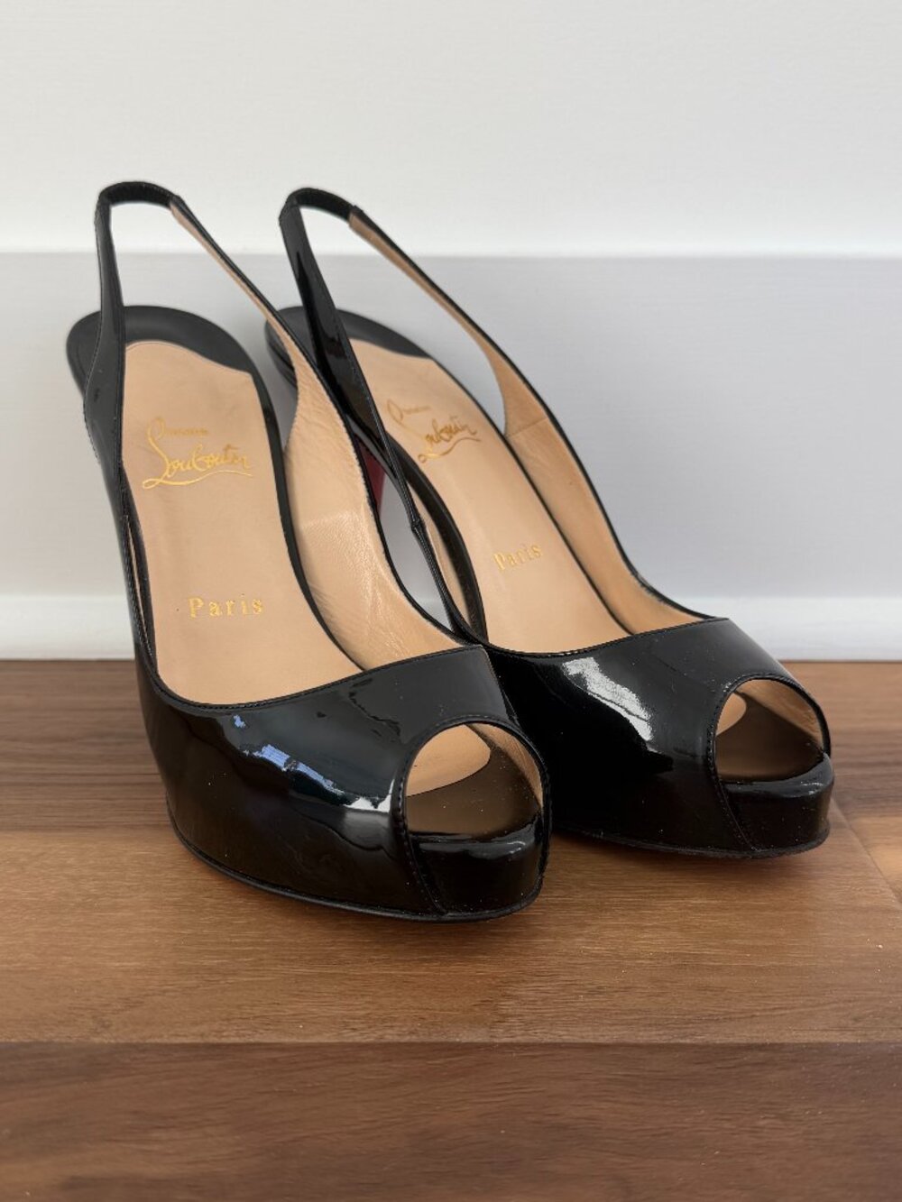 Christian Louboutin | No Privé Patent Slingback Heels - Size 38.5